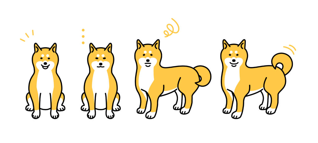 犬の様々な表情のイラスト