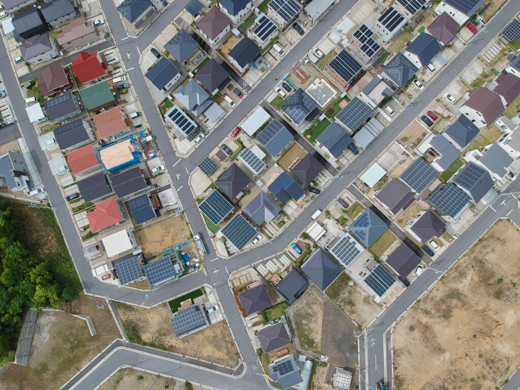 住宅街の空撮画像